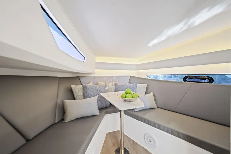 Slide: The Image of Luxurious interior of 2025 VALIATT YACHTS 380 Bowrider with elegant seating and decor. - 19