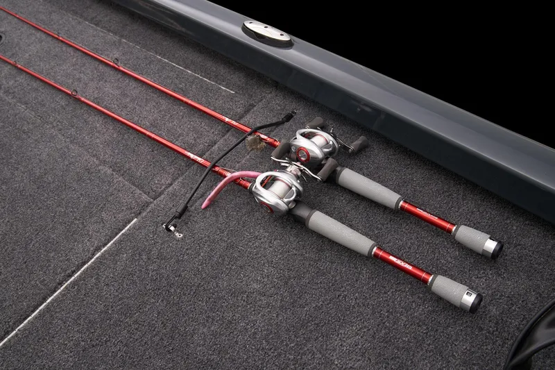 Slide: The Image of Manufacturer Provided Image: Manufacturer Provided Image: Two fishing rods on a 2025 Ranger RT178 boat deck. - 17