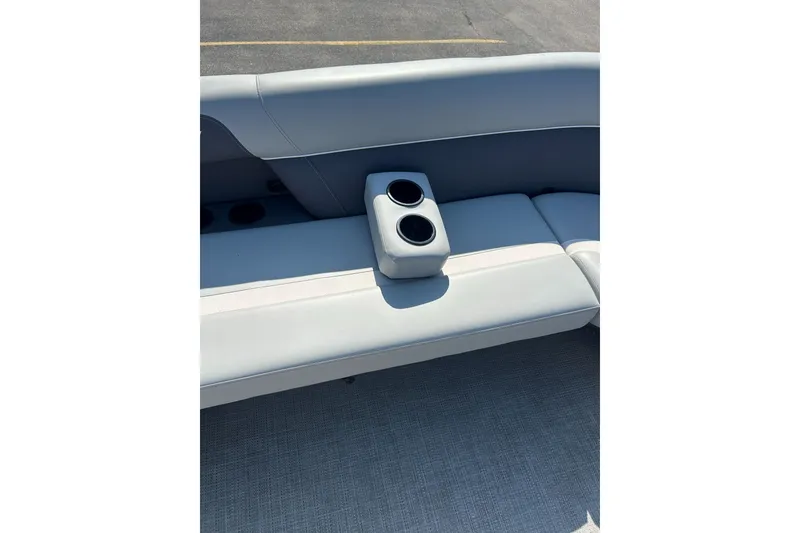 Slide: The Image of Gray seating with cup holders on a 2026 Viaggio Lago X-U 24 boat. - 4