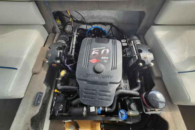 Slide: The Image of Engine compartment of a 2017 Bayliner 210 Cuddy with MerCruiser 5.0 MPI engine. - 11