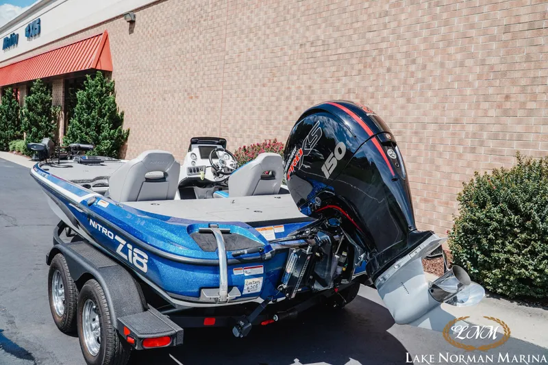 Slide: The Image of 2025 Nitro Z18 Pro boat with powerful engine at Lake Norman Marina. - 3