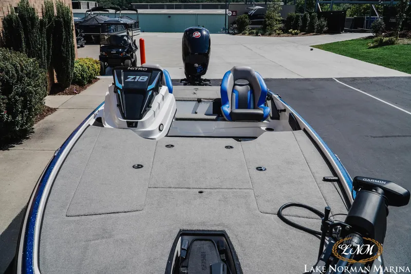 Slide: The Image of 2025 Nitro Z18 Pro boat at Lake Norman Marina, featuring sleek design and advanced technology. - 5