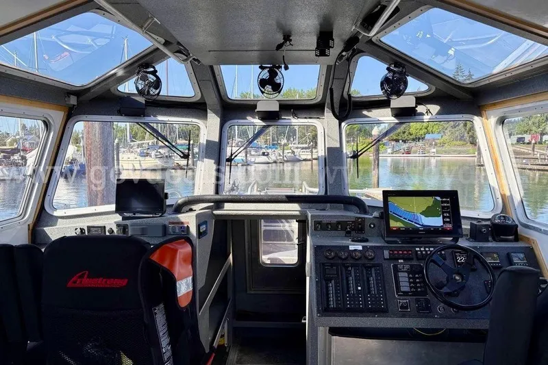 Slide: The Image of Interior view of 2019 Armstrong Marine 38 Monohull boat cockpit with navigation equipment. - 29