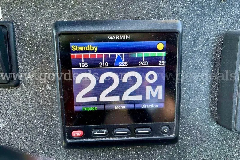 Slide: The Image of Garmin marine display showing 222° heading on Armstrong Marine 38 Monohull, 2019 model. - 37