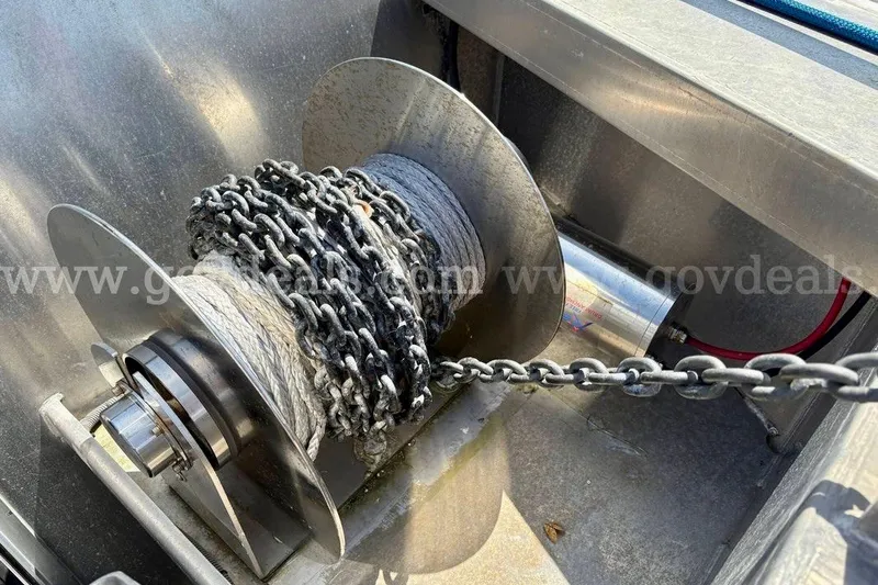 Slide: The Image of Winch system on 2019 Armstrong Marine 38 Monohull with chain and rope. - 18