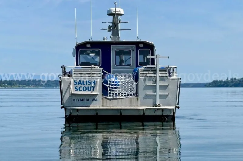 Slide: The Image of 2019 Armstrong Marine 38 Monohull boat, "Salish Scout," on calm water, Olympia, WA. - 3
