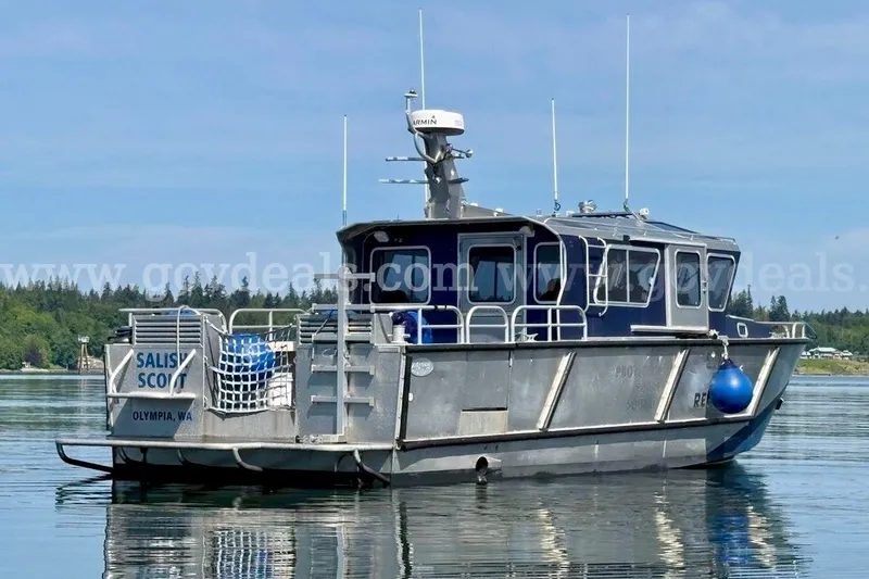 Slide: The Image of 2019 Armstrong Marine 38 Monohull boat on calm water, Olympia, WA. - 5