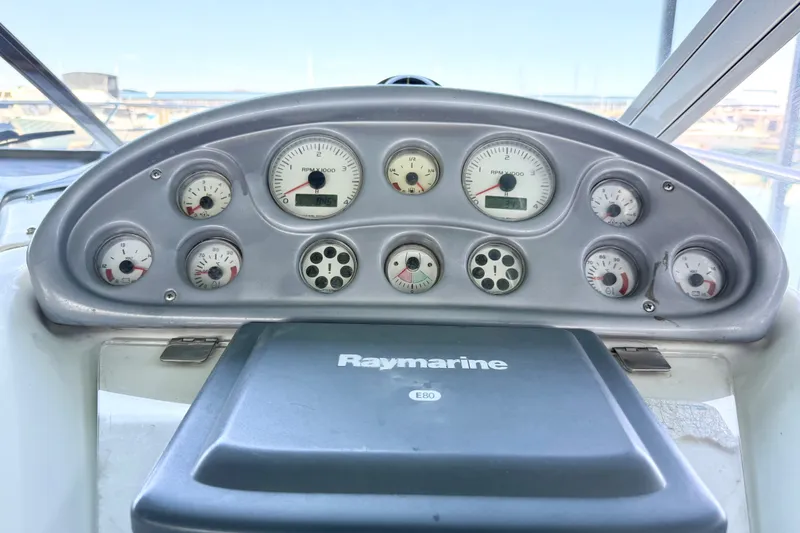 Slide: The Image of Dashboard of a 2005 Cranchi Endurance 41 boat with Raymarine E80 navigation system. - 11