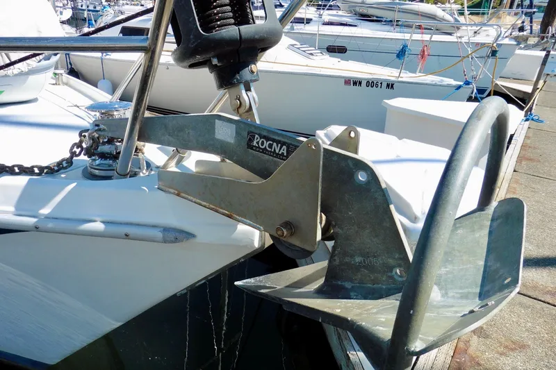 Slide: The Image of Ericson 35.3 sailboat (1986) with Rocna anchor at marina dock. - 10