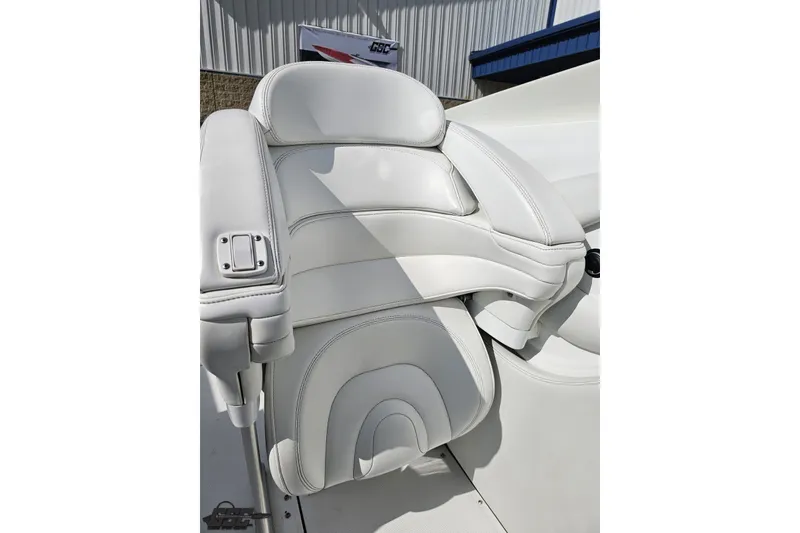 Slide: The Image of White leather seat on a 2003 Baja 342 boat, showcasing luxury and comfort. - 72
