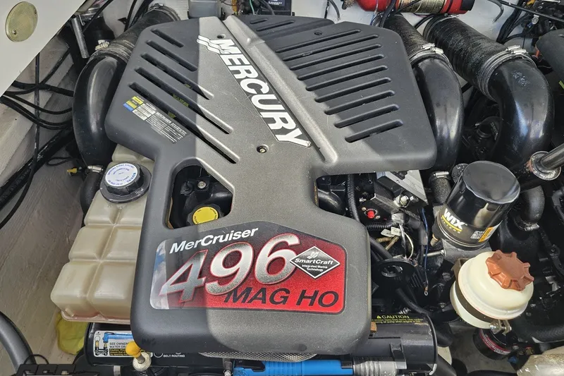 Slide: The Image of MerCruiser 496 MAG HO engine in a 2003 Baja 342 boat. - 84