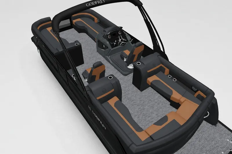 Slide: The Image of 2027 Godfrey Monaco 255 ULC pontoon boat with luxurious seating and modern design. - 9
