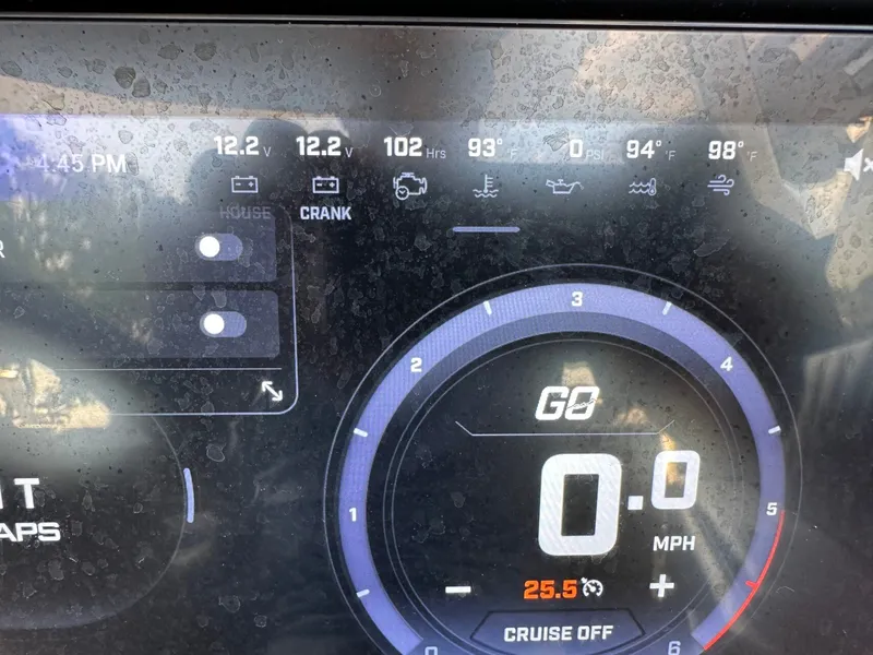 Slide: The Image of A digital dashboard displays boat information such as speed, temperature, and operating hours. - 31