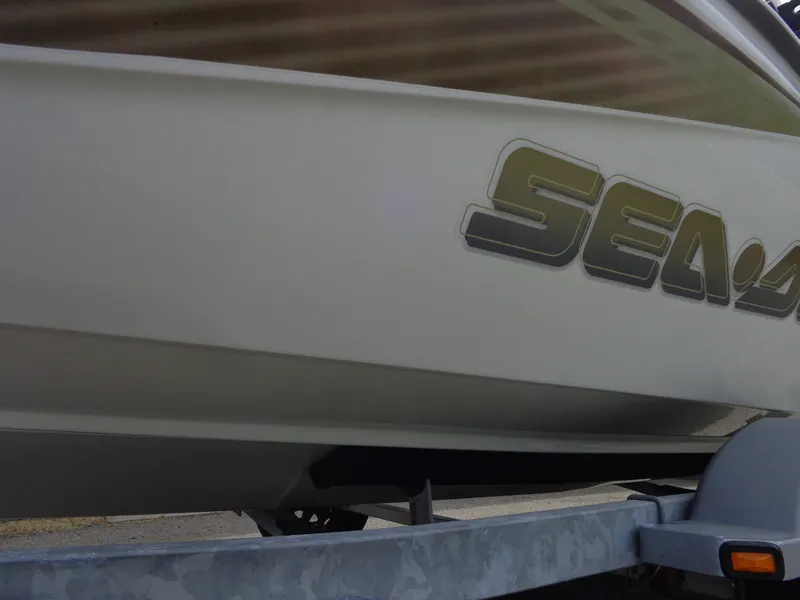 Slide: The Image of Close-up of a Sea-Doo sport boat hull on a trailer. - 43
