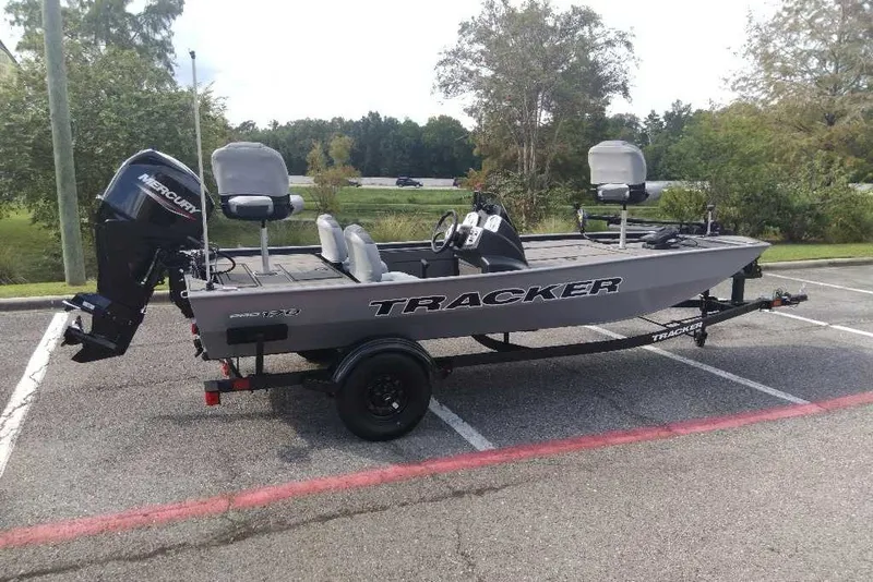 The Image of 2027 Tracker Pro 170 boat with Mercury engine in parking lot. - 0