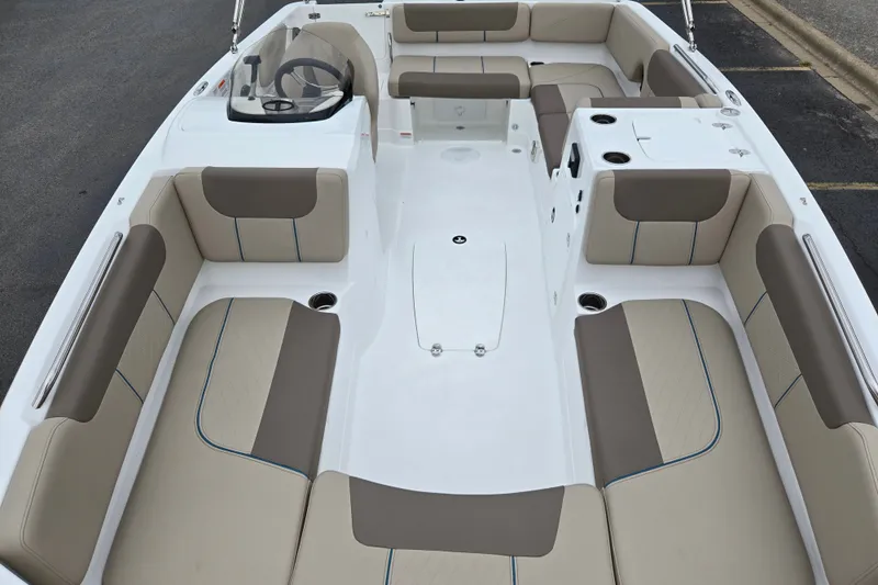 Slide: The Image of 2027 Tahoe 2150 boat interior with spacious seating and modern design. - 15