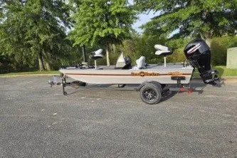 The Image of 2027 Tracker Bass Tracker Classic Limited boat on trailer in a parking lot. - 0