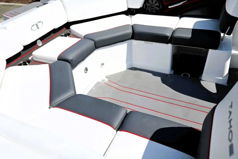 Slide: The Image of Interior seating of 2027 Tahoe 210 S boat with stylish upholstery. - 18