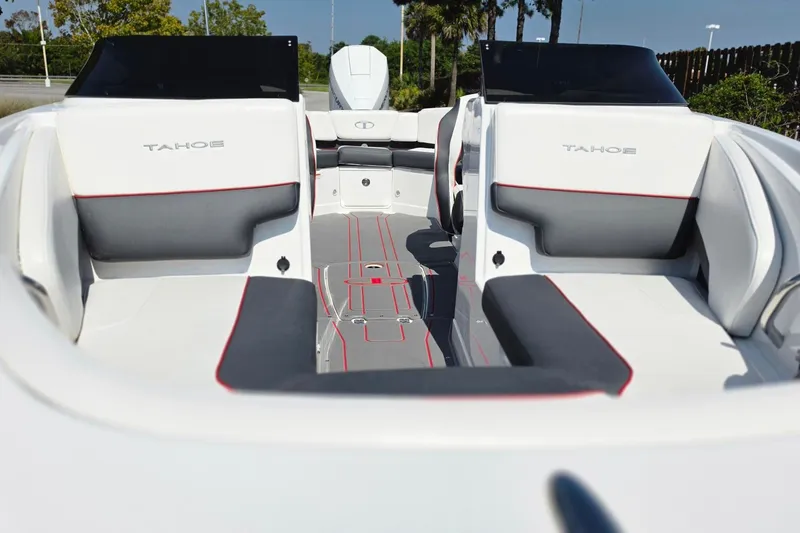 Slide: The Image of 2027 Tahoe 210 S boat interior with sleek seating and modern design. - 17