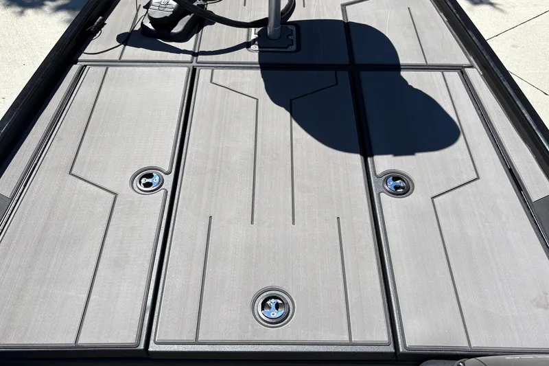 Slide: The Image of 2027 Tracker Pro 170 boat deck with sleek design and storage compartments. - 20