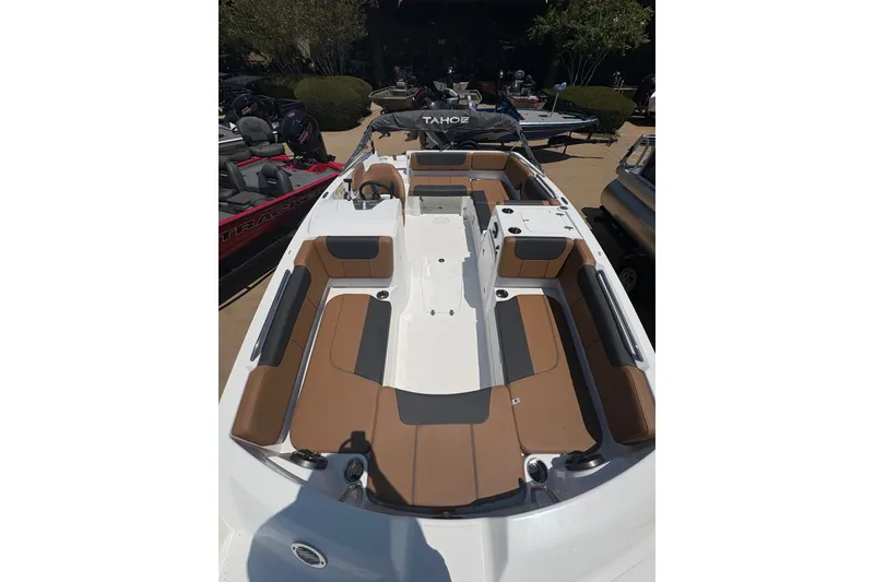 Slide: The Image of 2027 Tahoe 2150 boat with spacious seating and modern design. - 10