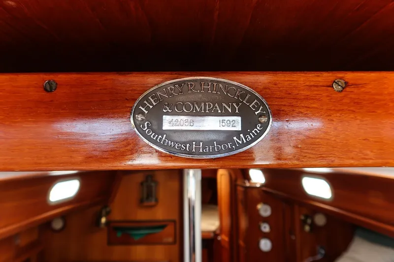 Slide: The Image of Plaque inside 1987 Hinckley Sou'wester 42, crafted by Henry R. Hinckley & Company, Southwest Harbor, Maine. - 39
