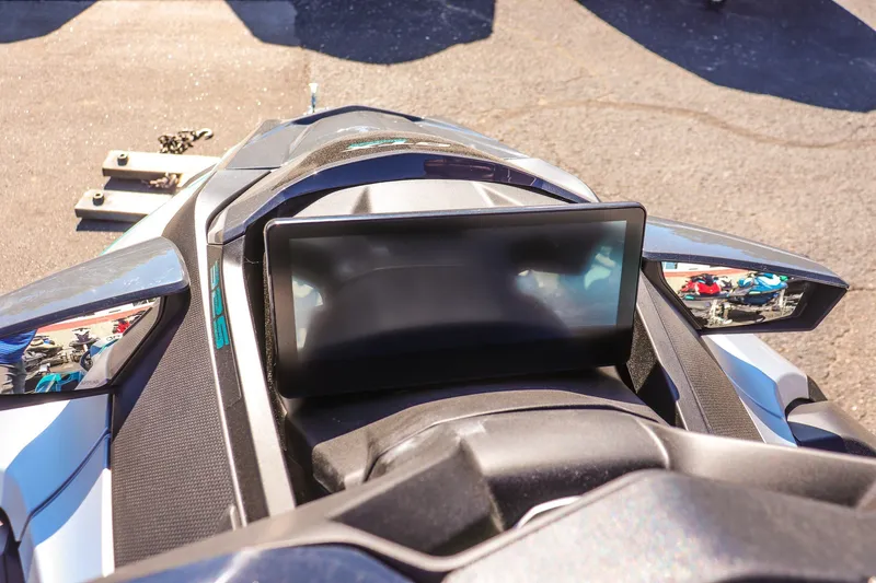 Slide: The Image of 2026 Sea-Doo GTX Limited 325 dashboard with digital display and mirrors. - 13