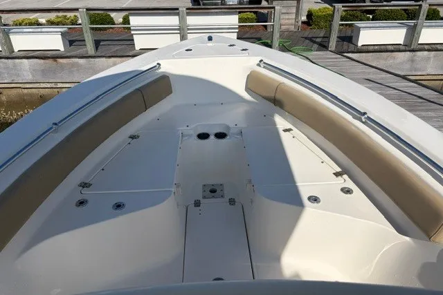 Slide: The Image of 2019 Key West 239 FS boat with spacious seating and sleek design. - 7