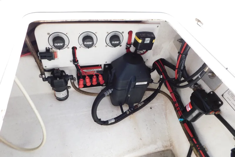 Slide: The Image of Electrical panel and components inside a 2017 Sunsation 32 CCX boat. - 50