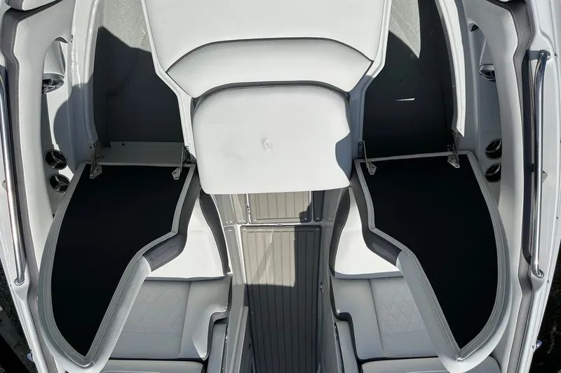 Slide: The Image of 2021 Crownline Eclipse E305 XS boat interior with sleek seating and modern design. - 34