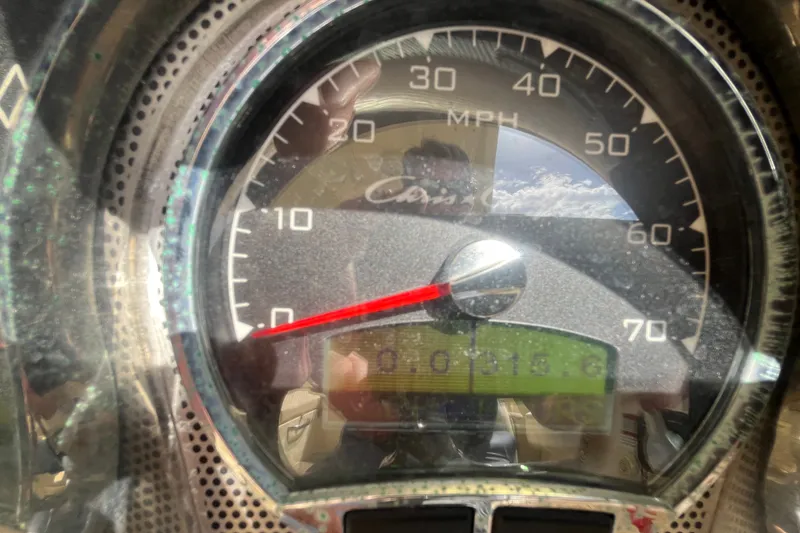 Slide: The Image of Close-up of 2019 Chris-Craft Launch GT 28 speedometer showing 0 MPH. - 21