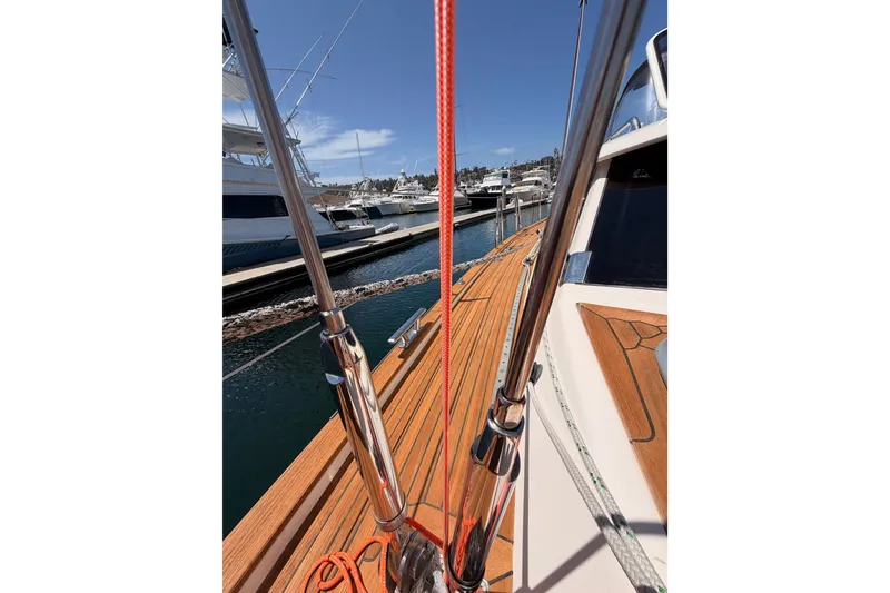 Slide: The Image of Deck view of 2003 Farr 50 Pilot House yacht docked at marina. - 31