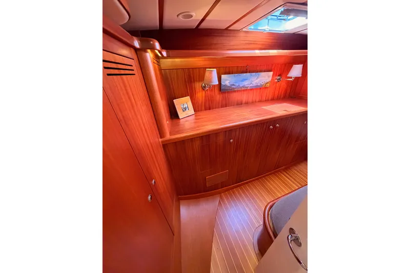 Slide: The Image of Luxurious wood interior of 2003 Farr 50 Pilot House yacht cabin. - 118