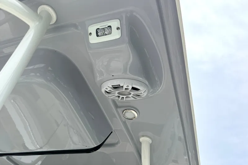 Slide: The Image of 2024 Key West 263 FS boat ceiling with speaker and light fixtures. - 31