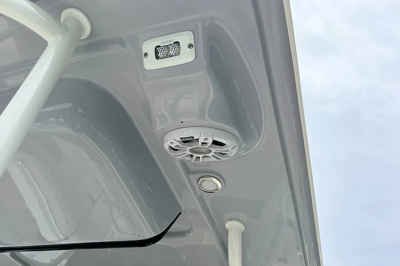Slide: The Image of 2024 Key West 263 FS boat ceiling with speaker and light fixtures. - 31