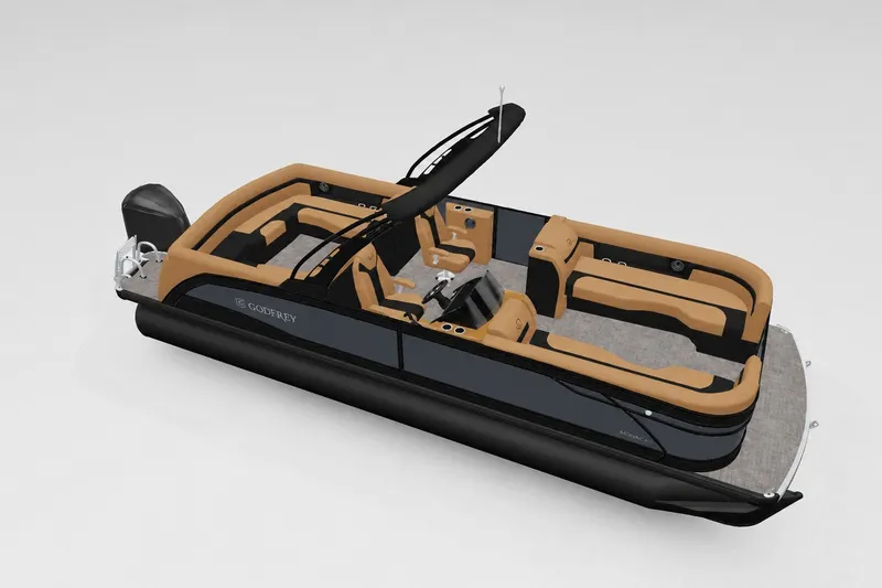 The Image of 2027 Godfrey Monaco 255 ULC pontoon boat with sleek design and luxurious seating. - 11