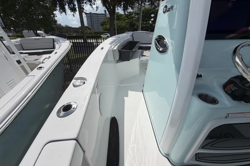 Slide: The Image of 2026 Sea Pro 245FLXR Sandbar boat interior with sleek design and modern features. - 26