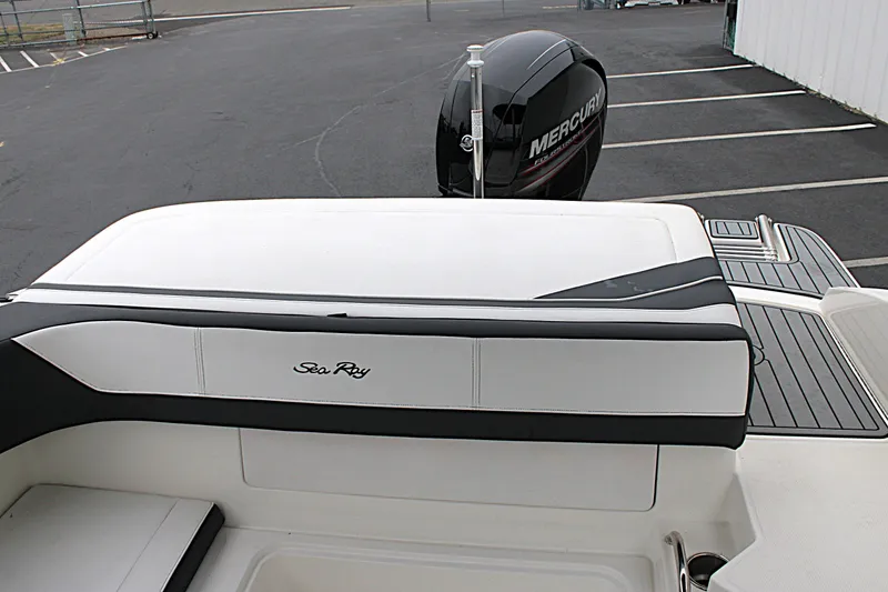 Slide: The Image of 2017 Sea Ray SPX 190 Outboard boat with Mercury engine, rear seating view. - 13