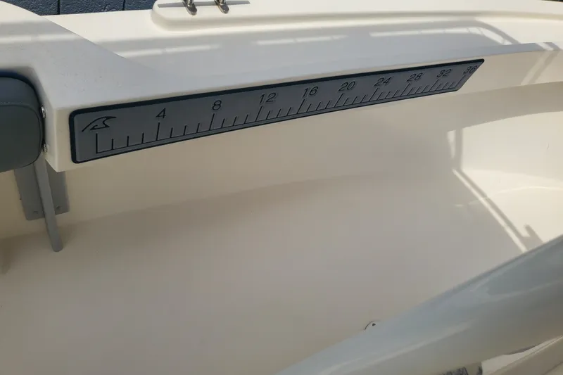 Slide: The Image of 2022 Defiance Commander 220 EX boat with built-in measuring ruler on deck. - 17