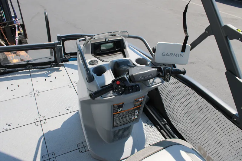 Slide: The Image of 2023 Sea-Doo Switch Sport Compact dashboard with Garmin navigation system. - 22