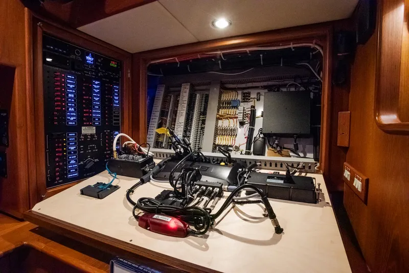 Slide: The Image of Electrical panel and wiring inside a 2011 Hylas 56 yacht. - 18