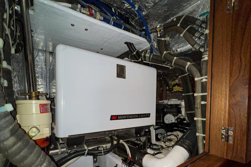 Slide: The Image of Engine room of 2011 Hylas 56 yacht featuring Northern Lights generator. - 20