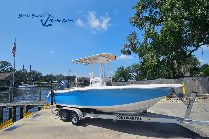 The Image of 2019 Tidewater 210 LXF boat on trailer at North Florida Yacht Sales dock. - 1