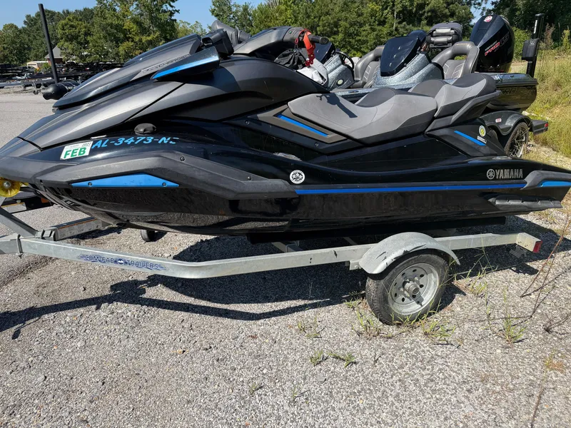 The Image of A black 2020 Yamaha FX Cruise Super Charger jet ski on a trailer. - 1
