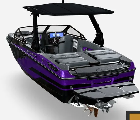Slide: The Image of The image shows a 2027 Centurion Ri230 boat with purple and black accents. - 4