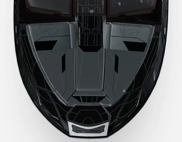Slide: The Image of The image shows the deck of a 2027 Centurion Ri230 boat with a sleek design. - 9