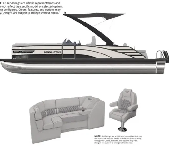 The Image of Rendering of a Bennington pontoon boat with stylish design and luxurious seating. - 1
