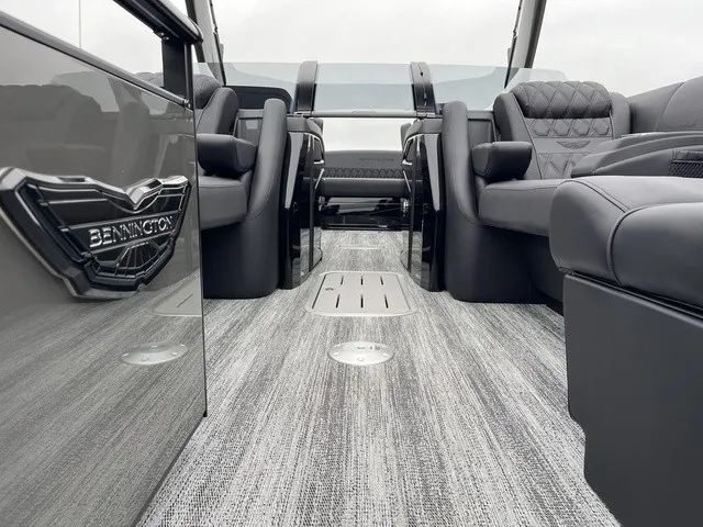 Slide: The Image of Interior of a luxurious Bennington pontoon boat with sleek seating and modern design. - 14