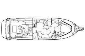 Slide: The Image of Floor plan of a 1997 Sea Ray 450 Sundancer yacht, showcasing interior layout. - 45