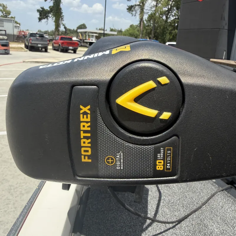 Slide: The Image of Close-up of a Minn Kota Fortrex 80 trolling motor on a Ranger boat. - 32